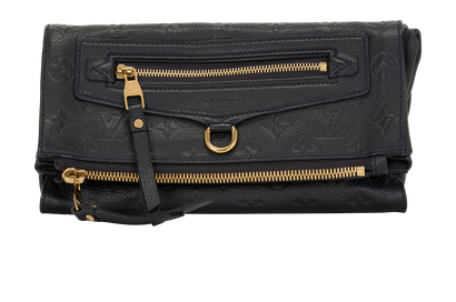 Petillante Clutch, &pound;420, Handbags, Navy, Leather, Front view